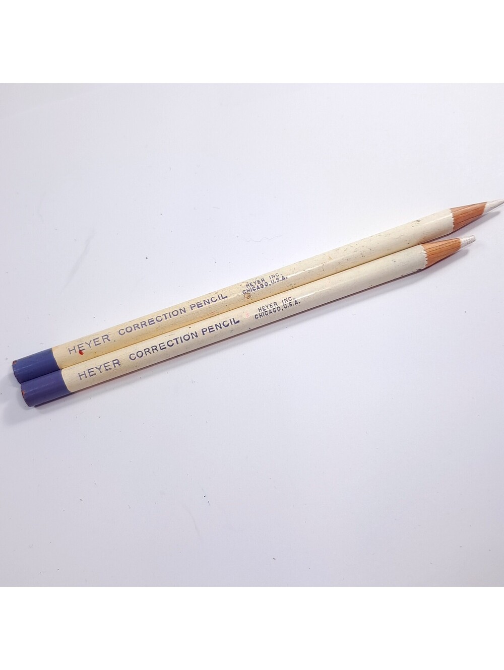 Vintage Heyer Correction Pencil white set 2 Made USA Hektograph master copies